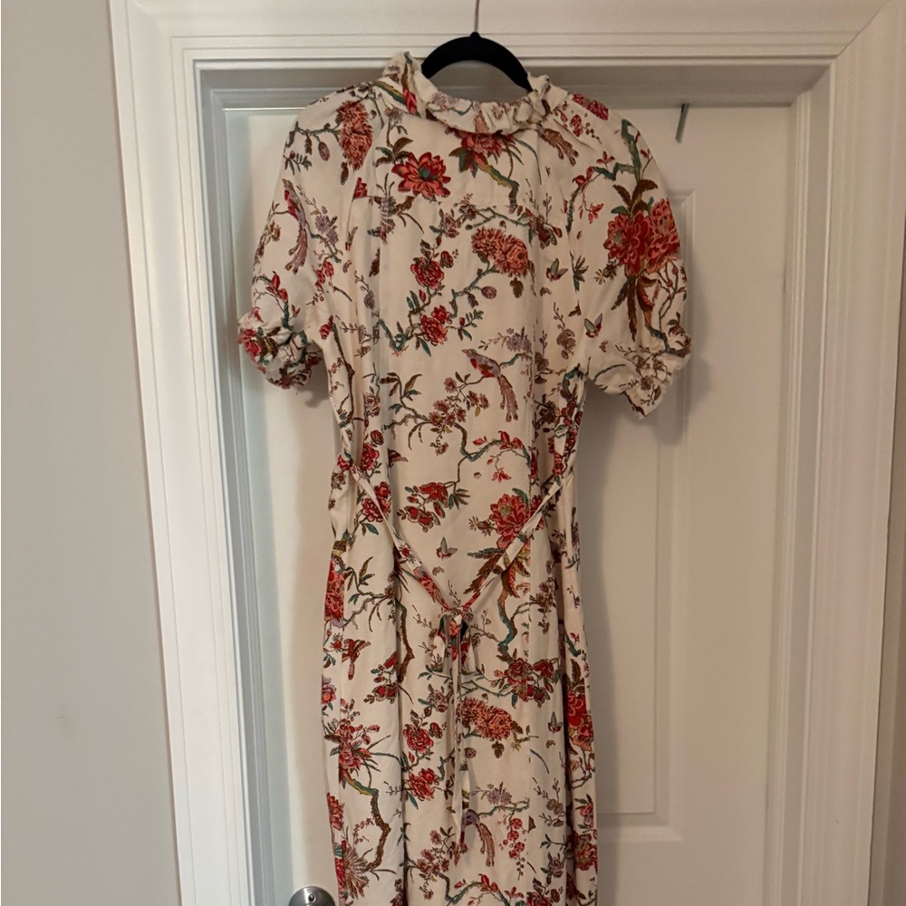 Pilcro Red and Cream Floral Midi Dress